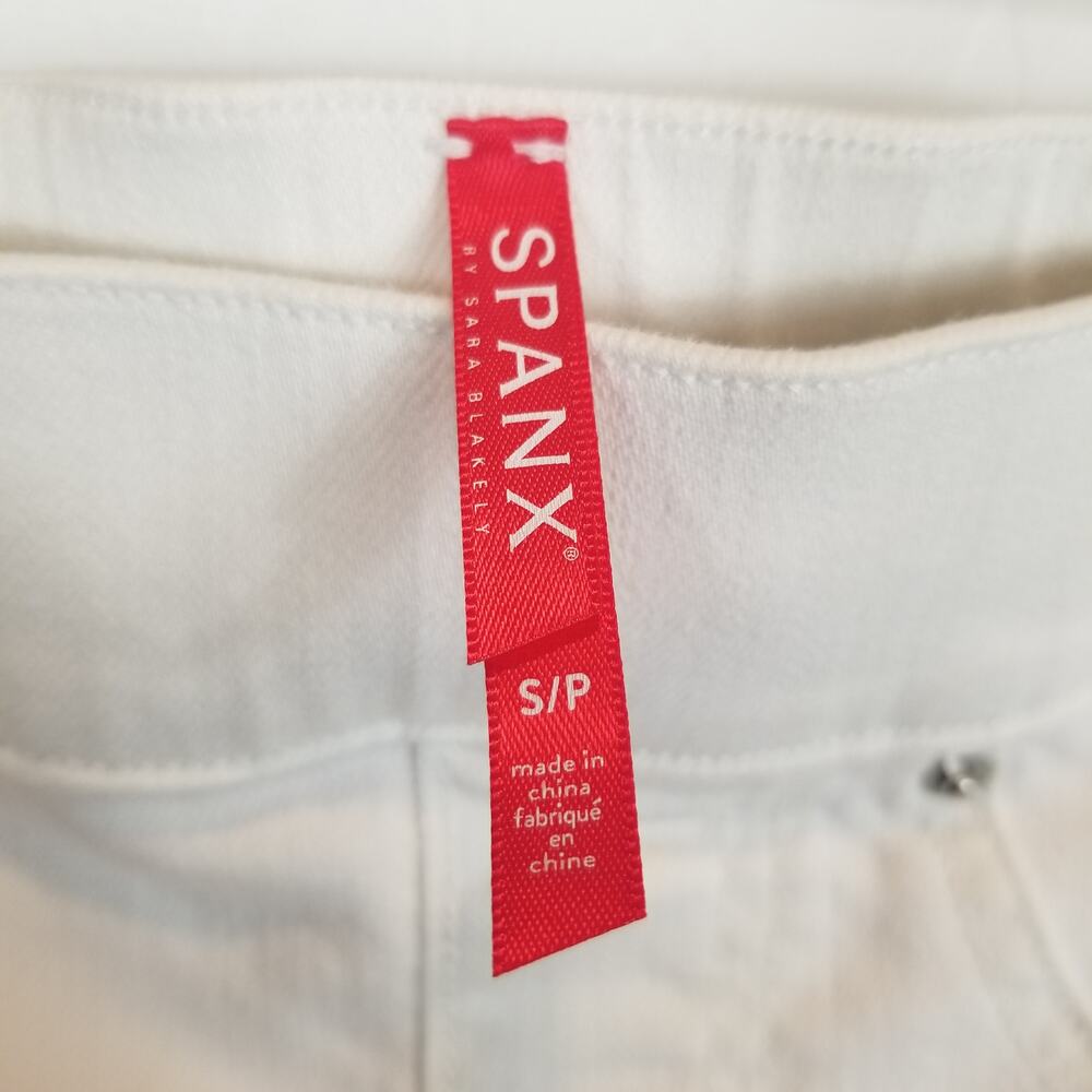 SPANX Jean-ish Ankle Skinny Pants White Charcoal Side Stripe Size Small - Picture 3 of 9
